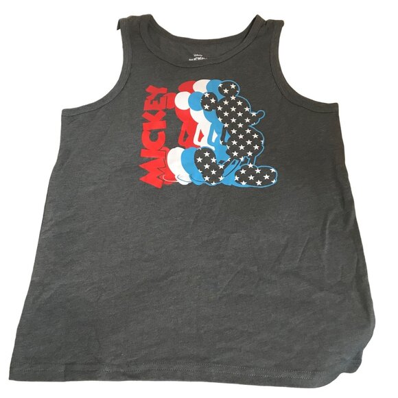 Disney Mickey Mouse Youth Tank Top Unisex Medium Red White Blue Stars Flag - Picture 1 of 5